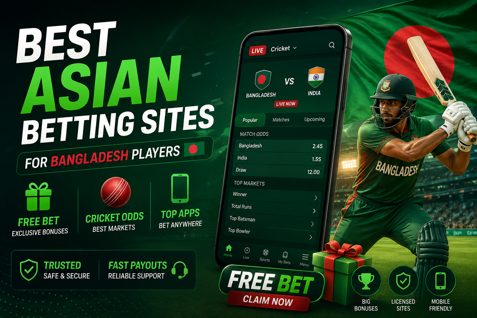 Best Asian Betting Sites for Bangladesh Players đ§đŠ Free Bet, Cricket Odds & Apps | āϏā§āϰāĻž āĻŦā§āĻāĻŋāĻ āϏāĻžāĻāĻ 2026