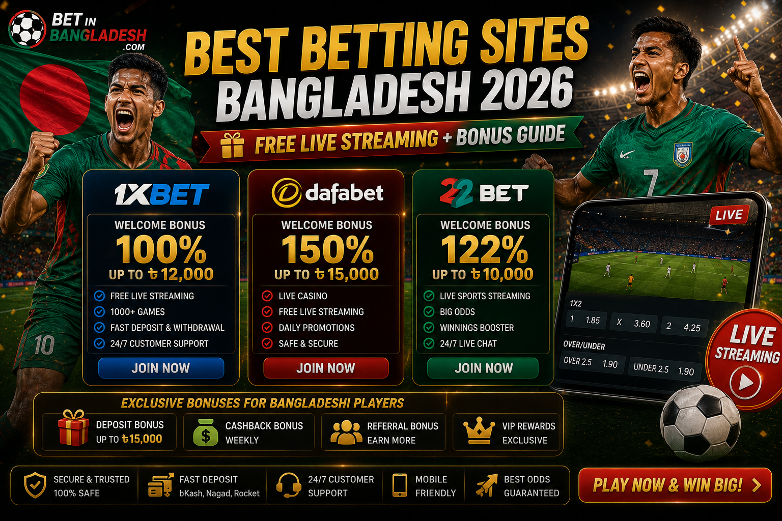 Best Betting Sites Bangladesh 2026 🎁📺 | Free Sports Live Streaming + Bonus Guide