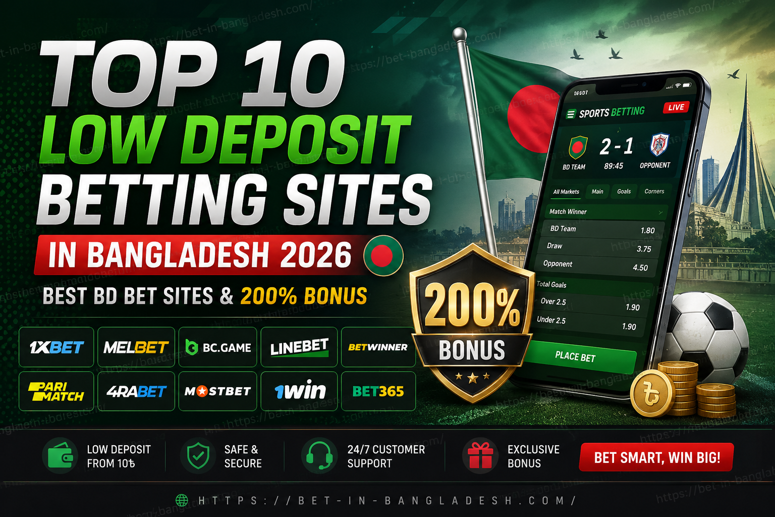 Top 10 Low Deposit Betting Sites in Bangladesh 2026 đ§đŠ Best BD Bet Sites & 200% Bonus
